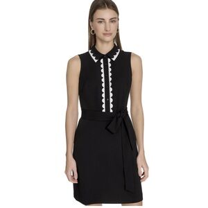 Karl Lagerfeld Black Mini Dress with White Scalloped Details